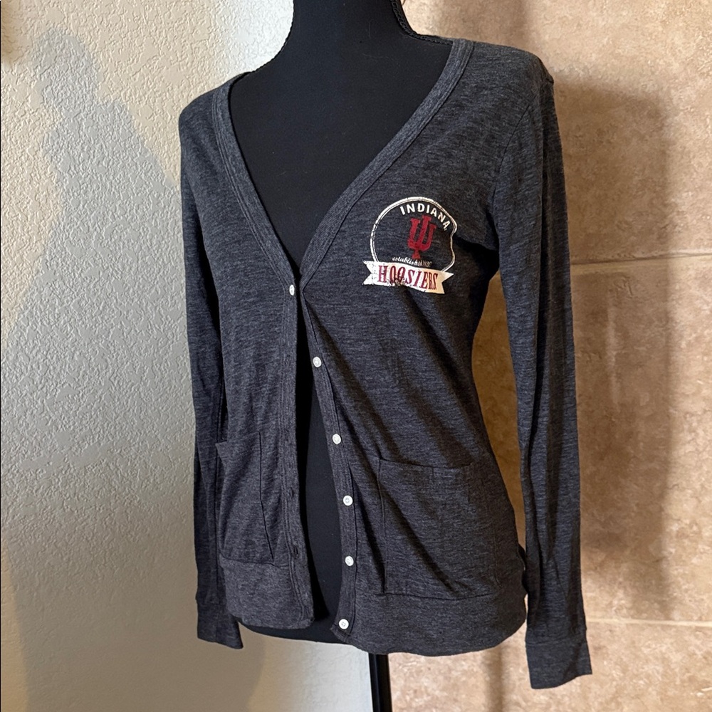 Indiana Hoosiers Women's Gray Cardigan